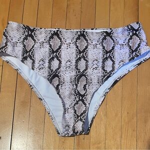 Women's Snake Print High Waisted Swim Bottom